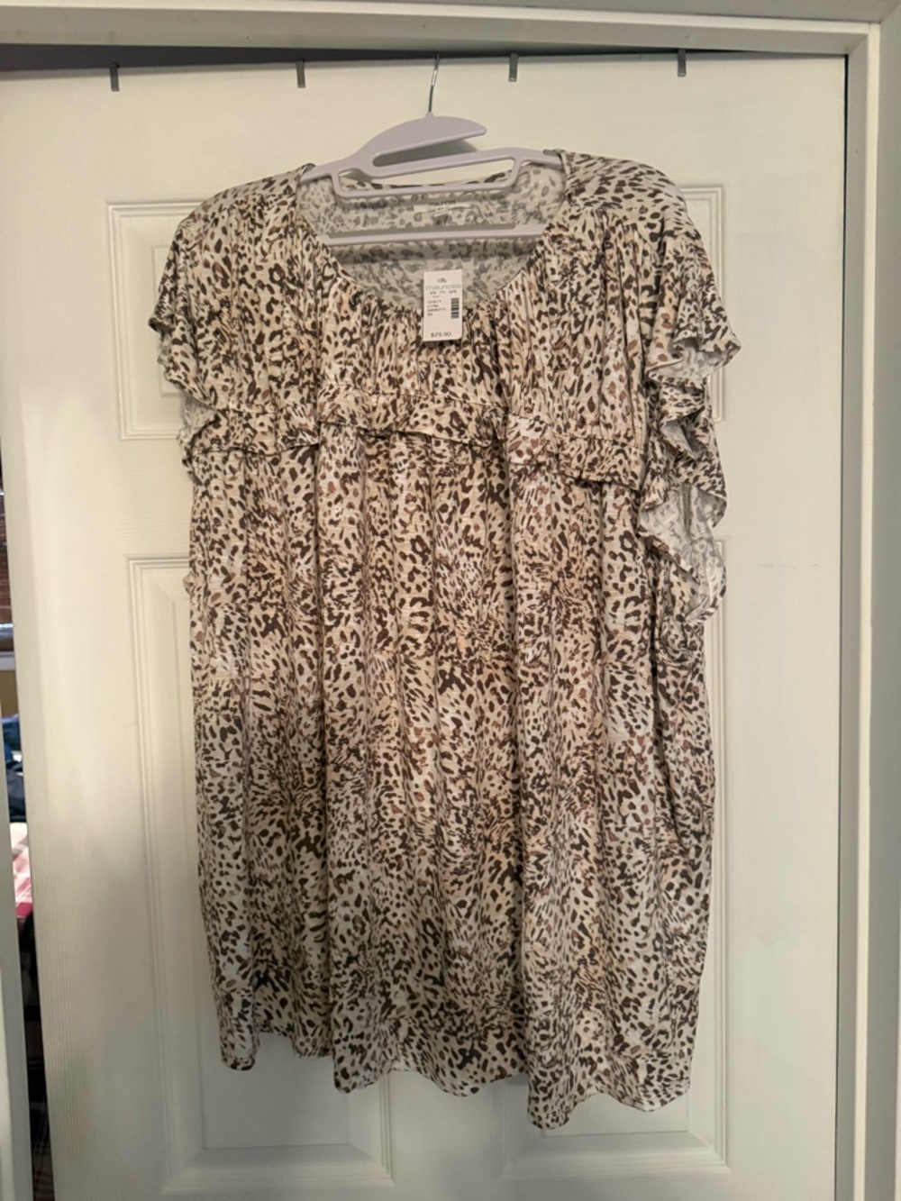 Leopard Print Ruffled Short Sleeve shirt
